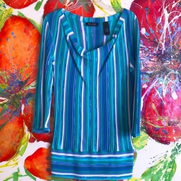 Axcess Vertical Striped 3/4-Length-Sleeved Top - Picture 2 of 7